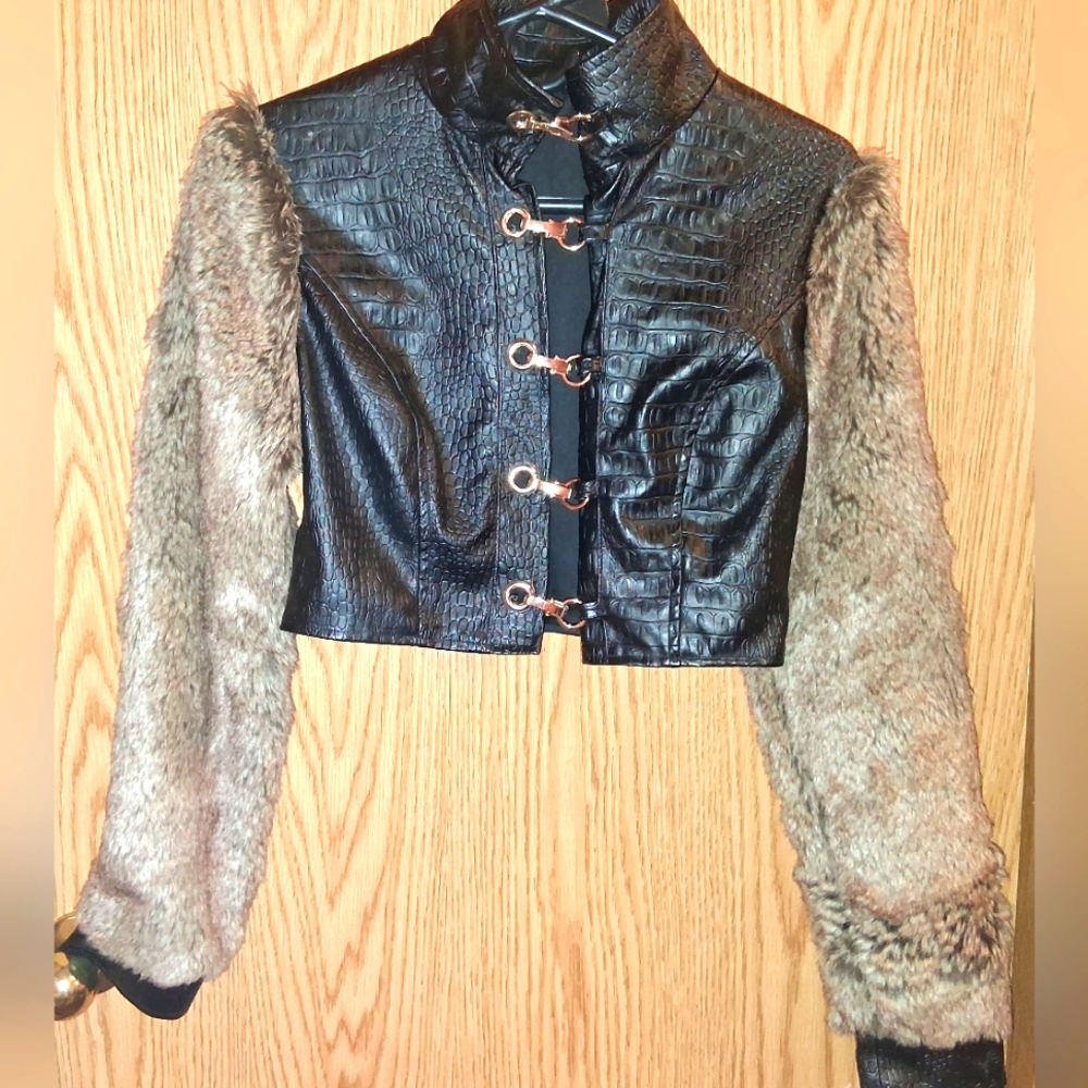 Miss 8 Faux Leather and Fur Women's Jacket